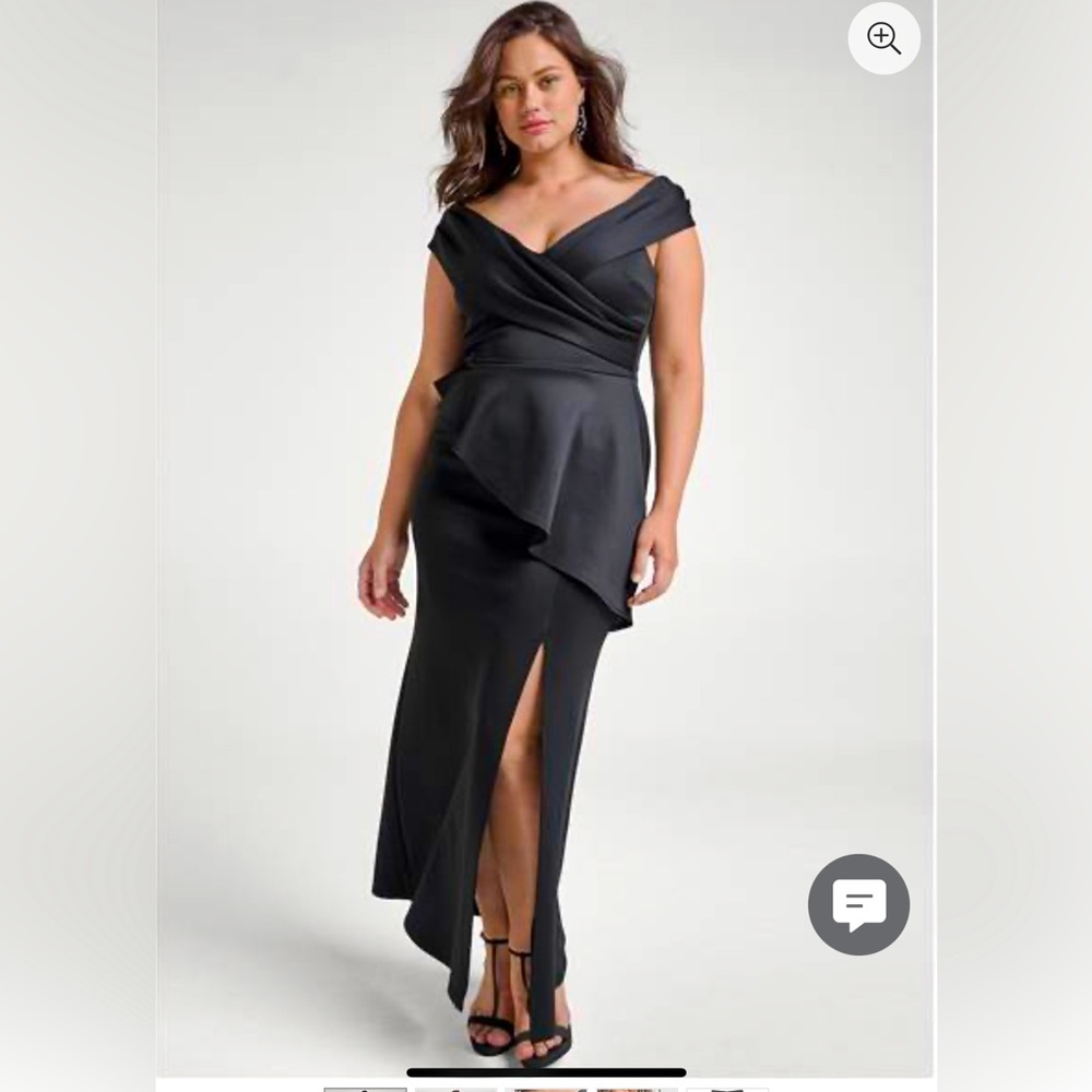 Black off the shoulder ruffle gown! 18/20 by Venus extremely flattering dress.